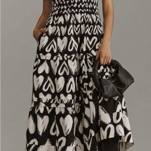 New Anthropologie Black and White Somerset Maxi Dress size small